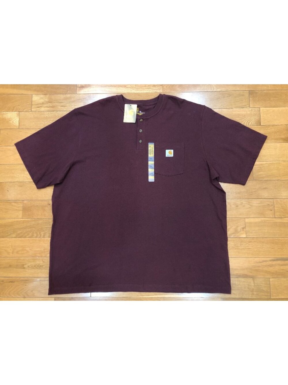 NWT Carhartt Men's 100% Cotton Henley Short Sleeve Burgundy Tee Size 3XL